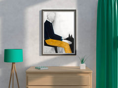 Sketch Wall Art of Man Sitting with Dog - beink online art store