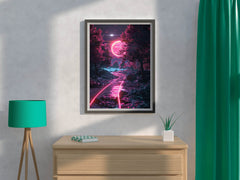 Train Tracks In Pink Moonlight Wall Art - beink online art store