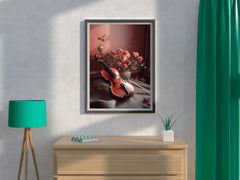 Stock Wooden Violin Next To The Vase Wall Art