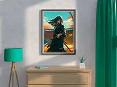 Anime Style Portrait of Traditional Japanese's Samurai Character Anime Wall  Art