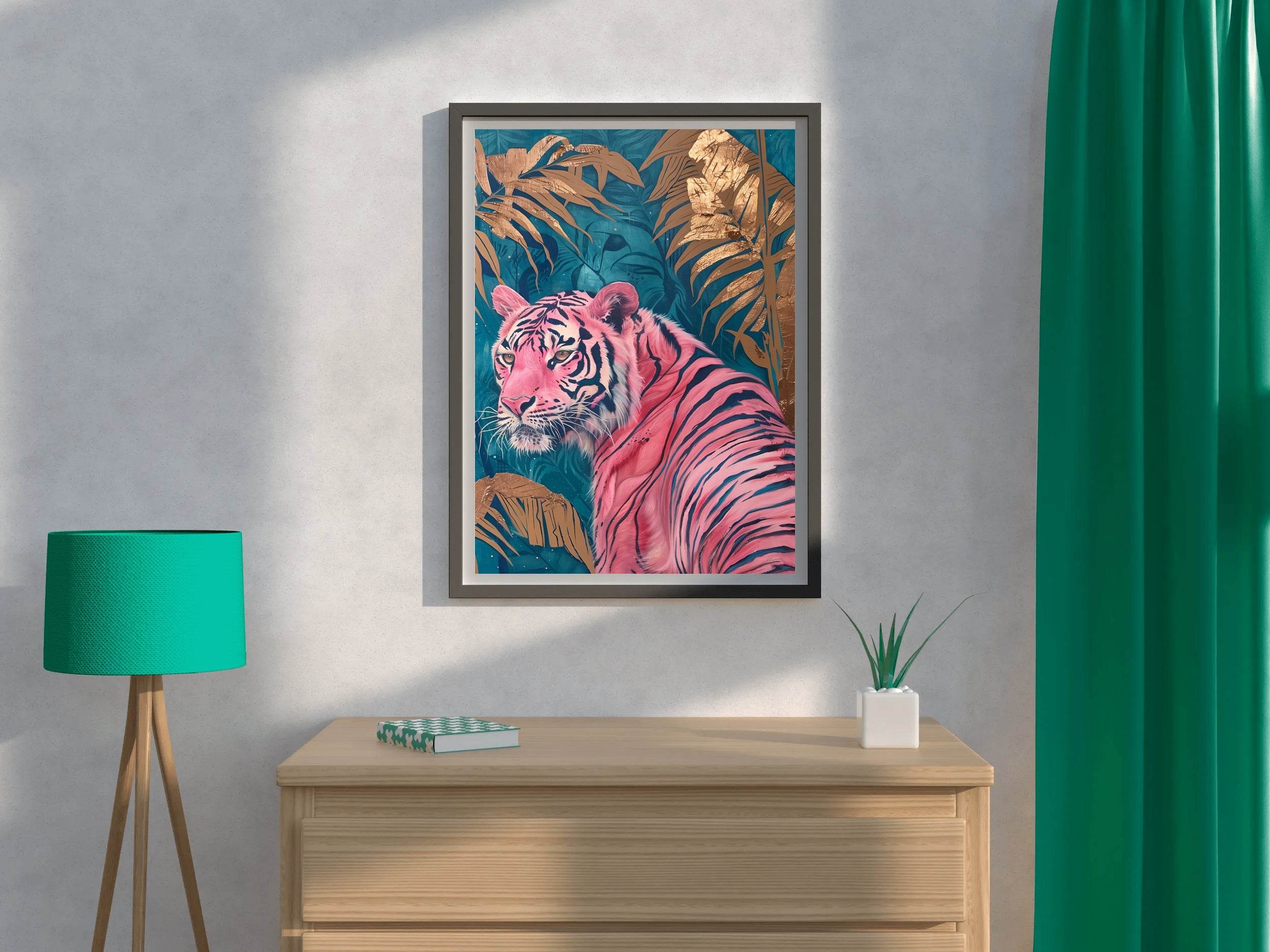 Handmade Tiger Painting with Palm Leaves - beink online art store