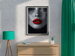 A Woman face With Red Lipstick Wall Art