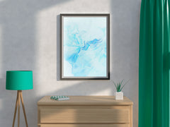 Cyan Color Oil Spread Abstract Wall Art