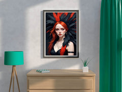 Red Hair Lady with Black Dress Wall Art - beink online art store