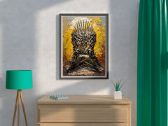 Painting Of A Chair Made Of Daggers And Swords Wall Art