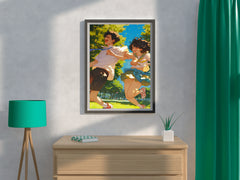 Anime style Boy and Girl Couple Running  Wall  Art