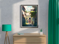 Lifestyle Scene With People In Anime Style  Wall Art