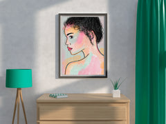 Drawing Of A Woman From Behind With Curly Hair Wall Art