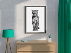 African Leopard Black & White Wall Art