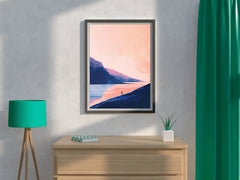 Lonely Wanderer in Pink Sunset Wall Art