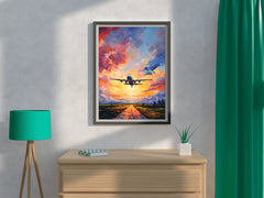 Drawing Of Airplane Takeoff Wall Art