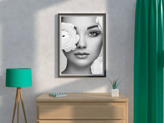 Beautiful Women Decorated With Flowers Black & White Wall Art