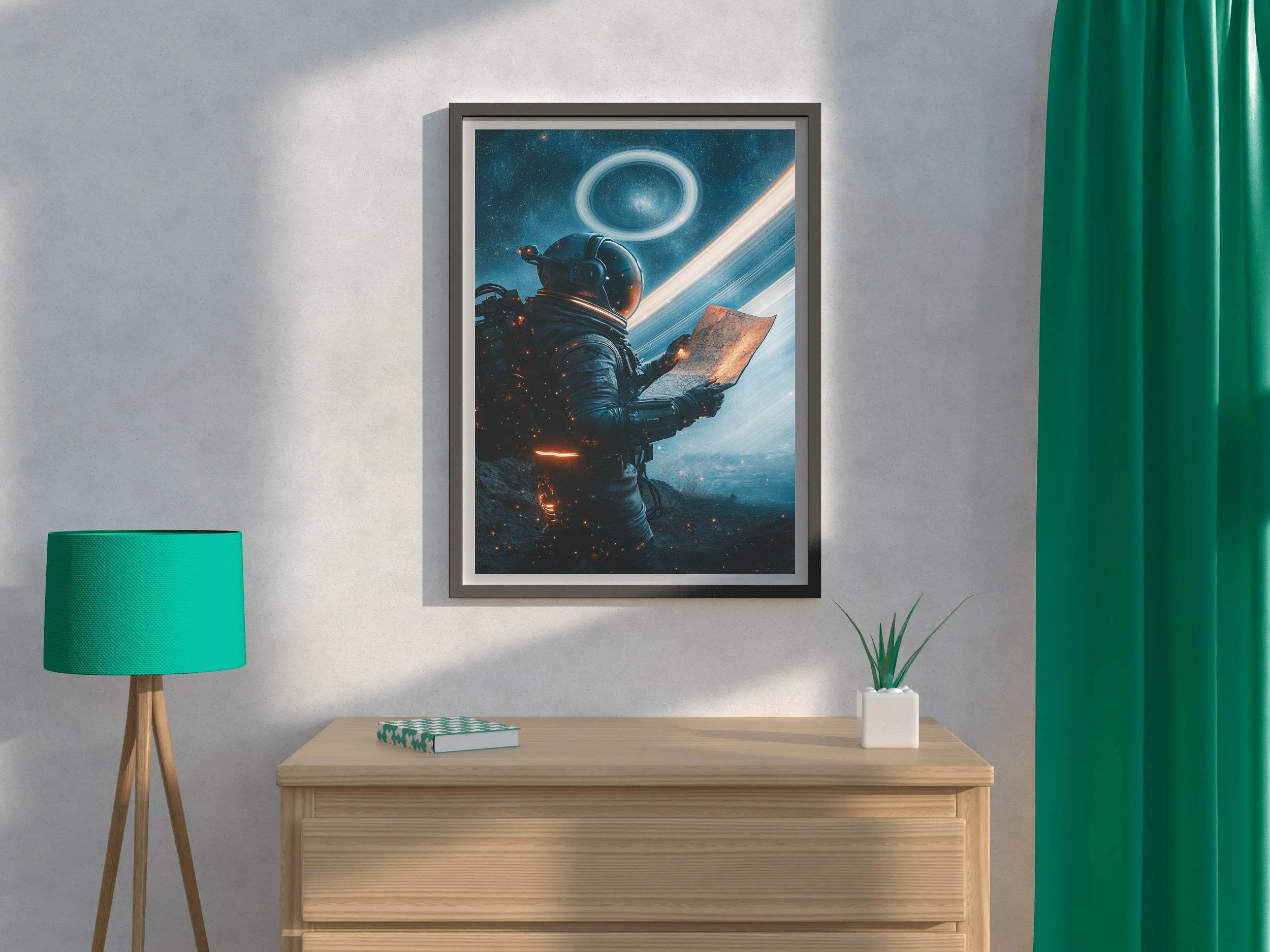 astronaut holding a piece of paper Wall Art - beink online art store