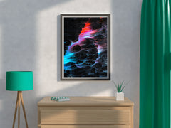 Dark Color Night View on Brush Strokes Abstract Wall Art