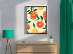 Drawing Of a Cut Orange Wall Art - beink online art store
