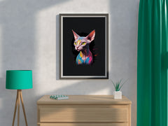 Painting of Colorful Sphynx Cat Animal Wall Art