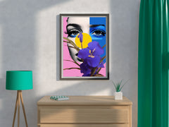 Modern Girl With Flowers Abstract Wall Art