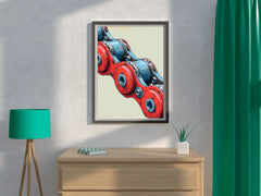 Painting of Red and Blue Bicycle Chain Artwork