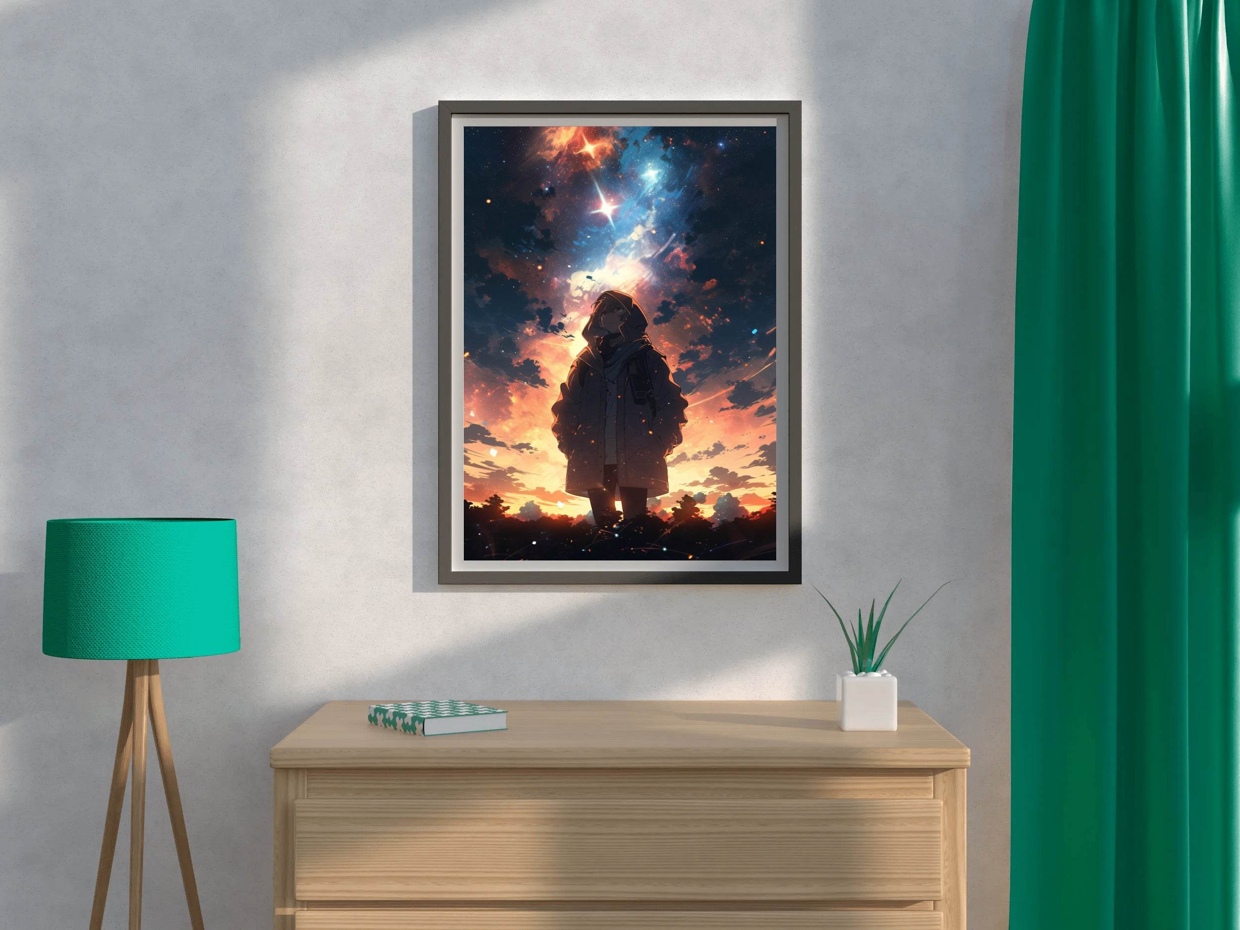 Anime Girl Standing and Looking at The Sky Wall Art - beink online art store