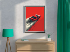 Red Sports Car & Red Background Wall Art