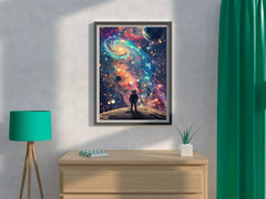 An alien planet's sky full of strange constellations and colorful nebulae - beink online art store