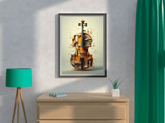 Violin Made of Blocks And Pieces of Wood Wall Art