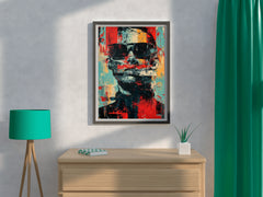 Oil Paint Strokes of Funky Man With Glasses Wall Art