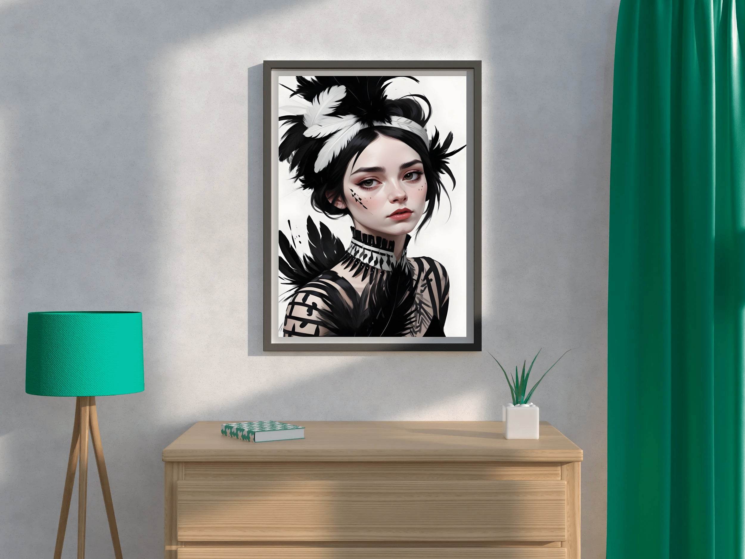 Lady with Feather Clothes Wall Art - beink online art store