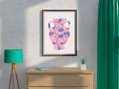 Pink And Blue Vase With Handle Wall Art