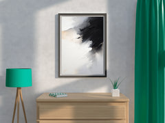 Black and White Brush Stroke Abstract Wall Art