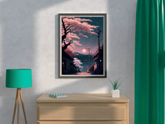 The Moon on The Horizon in Japanese's Town Anime Wall Art - beink online art store