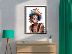 Native American Lady with Feathers Wall Art - beink online art store