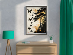 Painting Beautiful Black Butterflies Wall Art