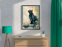 Watercolor Black Cat Animal Wall Art