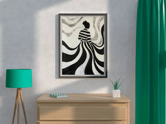 Swirling Silhouette-Black and White stripes Modern Art