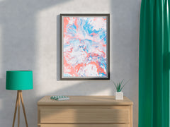 Spread of Aqua Pink Oil Paint Abstract Wall Art