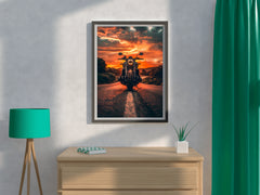 Motorcycle in Sunset Wall Art