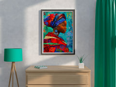 Colorful Scarf African Woman  Wall Art