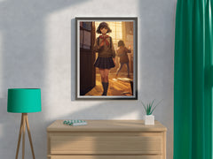 Young Student Attending School Anime Wall Art - beink online art store