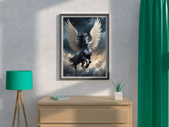 Black Unicorn With Horns Animal Wall Art