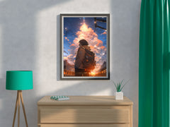 Anime landscape of Person Traveling Anime Wall  Art