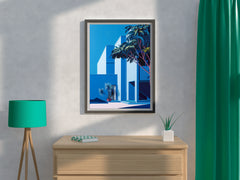 3D Geometric Getaway- Blue Home Modern Art