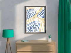 Blue And Yellow Wavy Lines Wall Art