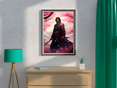 Slender Male Samurai With Short Black Hair Anime Wall Art