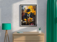 Painting of a Bear Dressed in a Suit and Hat