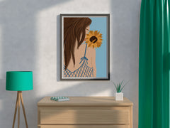 Girl With a Sunflower Wall Art