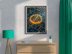 Digital Bitcoin Golden Logo Wall Art