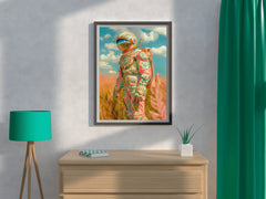 An astronaut in a space suit in a flower field wall art