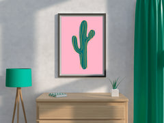 Green Cactus Painting Wall Art