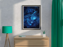 Space with stars blue and black background wall art - beink online art store